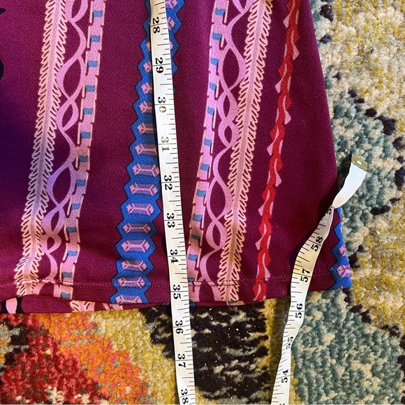 Free People Stella Printed Pink Purple Graphic A Line Mini Dress size L - Picture 5 of 7